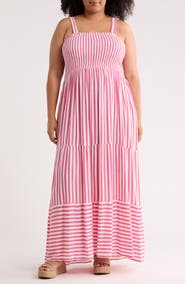 BOHO ME Stripe Tiered Cover-Up Maxi Dress