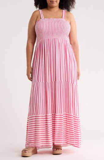 Stripe Tiered Cover-Up Maxi Dress