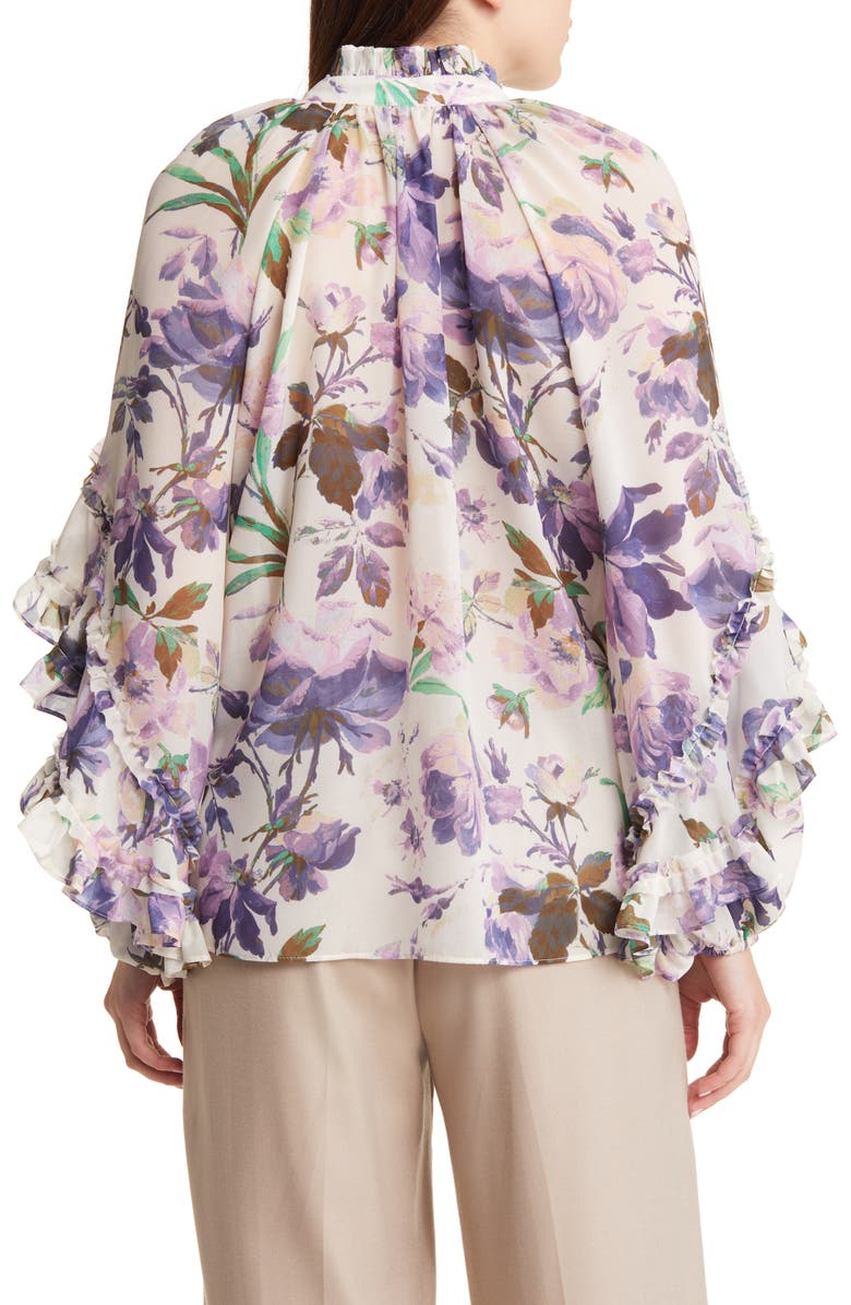KOBI HALPERIN Phoenix Floral Print Ruffle Blouse, Alternate, color,