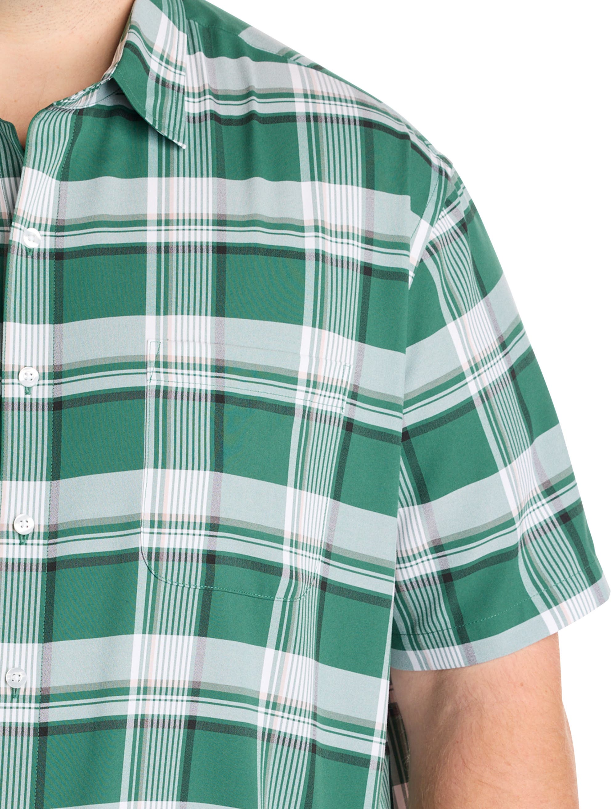 Harbor Bay by DXL Big & Tall Microfiber Plaid Sport Shirt (Men) | Nordstrom