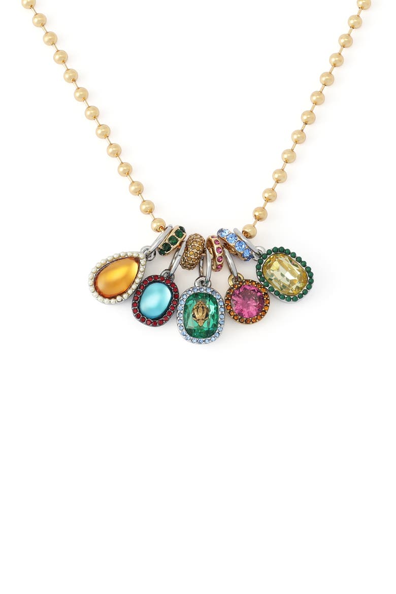 Stone Ball Chain Charm Necklace, Alternate, color, MULTI
