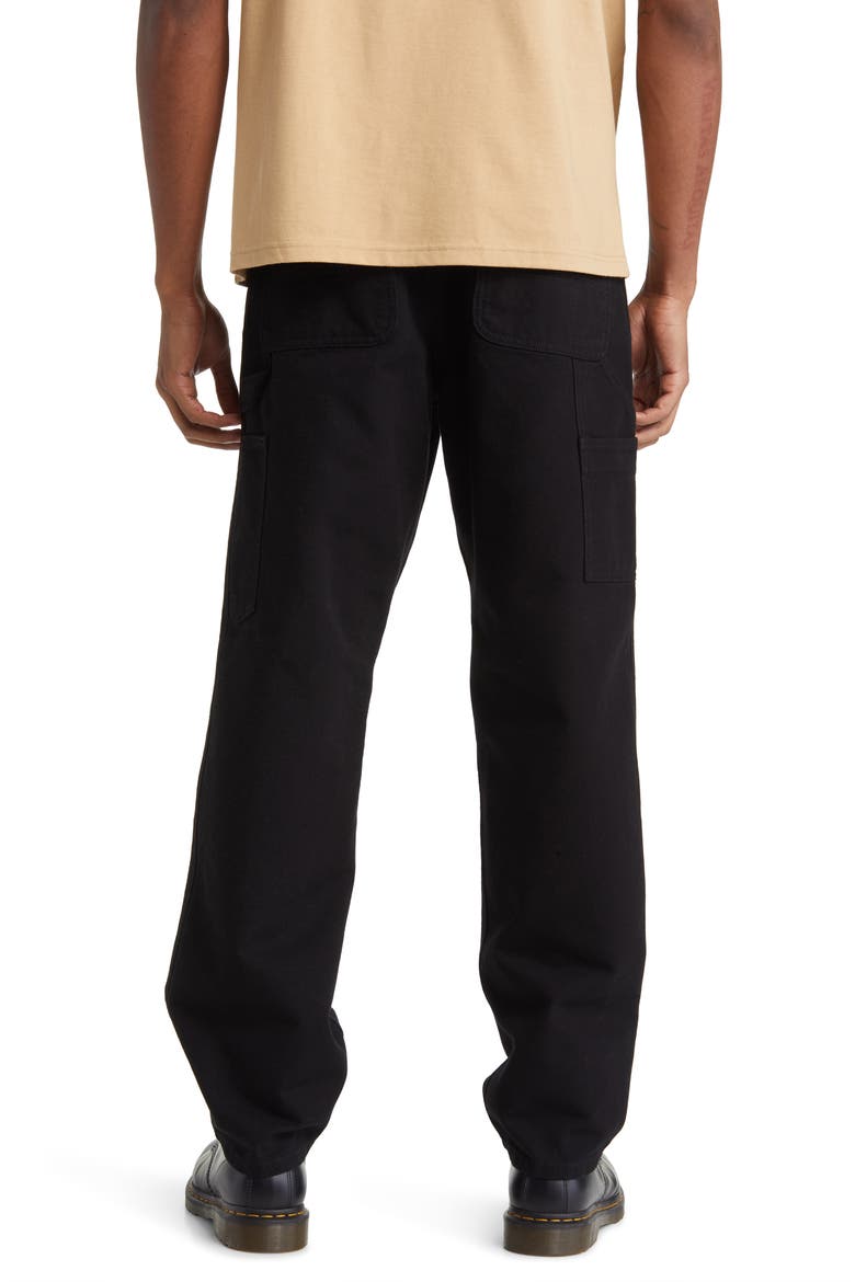 Single Knee Organic Cotton Canvas Straight Leg Pants, Alternate, color, BLACK