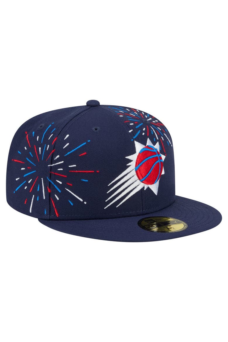 Men's New Era  Navy Phoenix Suns Americana Fireworks 59FIFTY Fitted Hat, Alternate, color, Navy