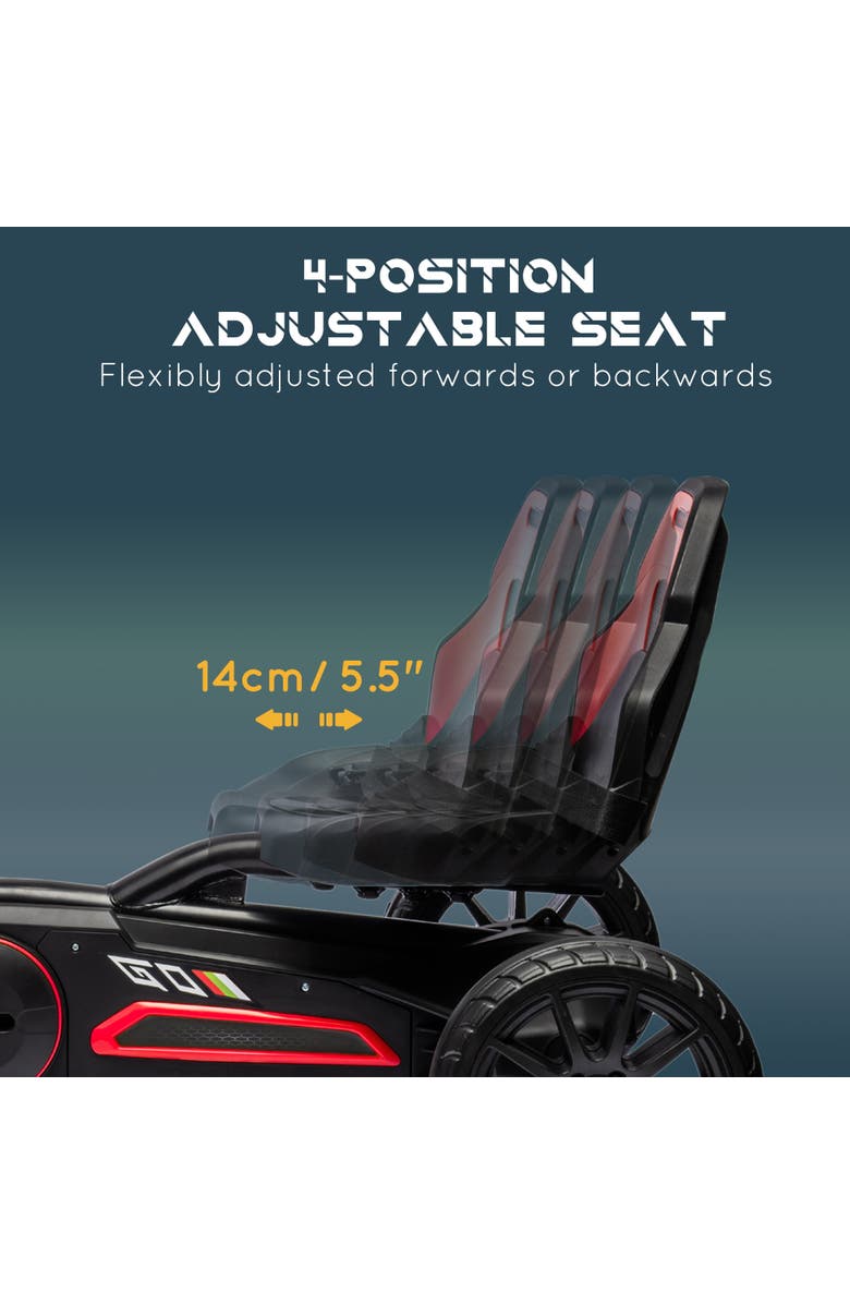 Aosom Kids Pedal Go Kart with Adjustable Seat Swing Axle Handbrake Shock Absorbing Wheels, Alternate, color, Red