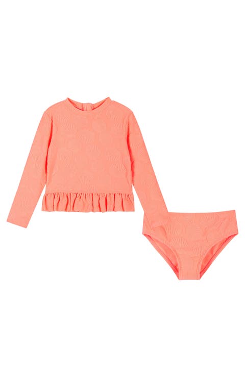 Kids
 Coral Terry Long-Sleeve Rib Two-Piece Swimsuit (Little Kid)