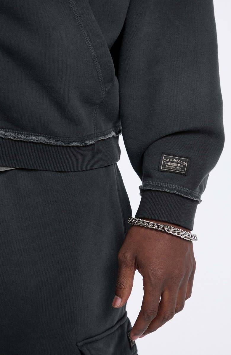 GUESS ORIGINALS Boxy Zip Hoodie, Alternate, color, Black