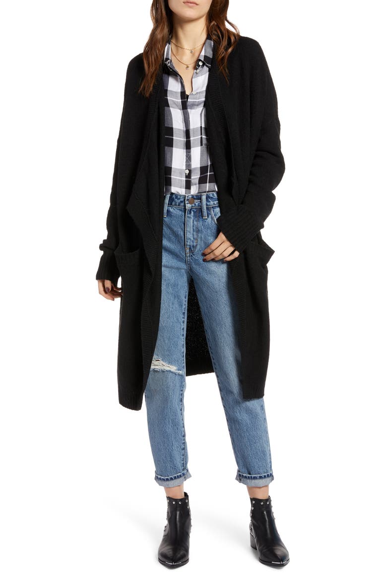 Drape Cardigan, Main, color, BLACK