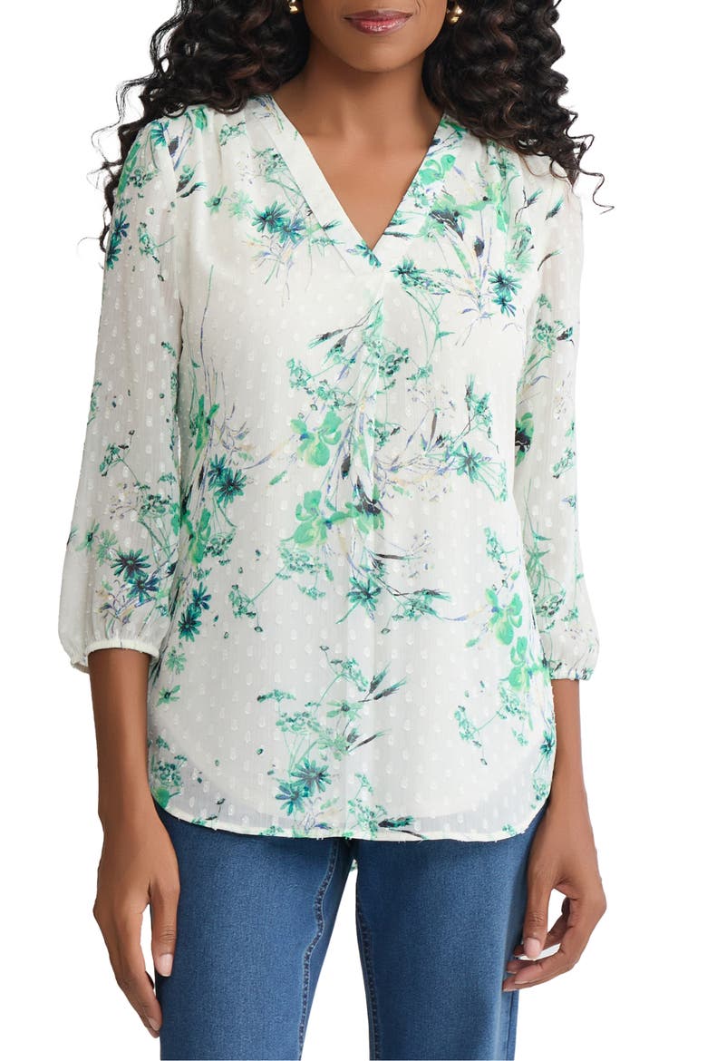 Clip Dot Chiffon Top, Main, color, WHITE SAND MULTI