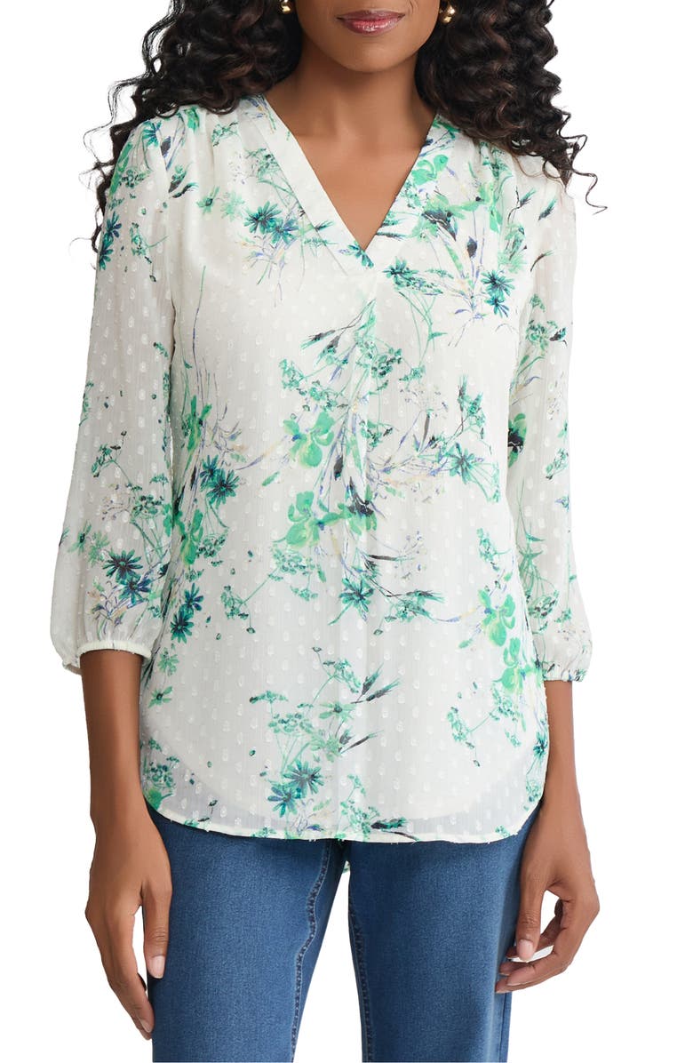 Jones New York Clip Dot Chiffon Top, Main, color, 