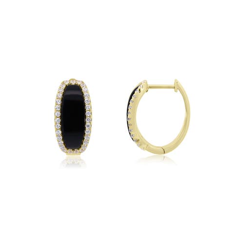 Onyx CZ Oval Hoop Earrings