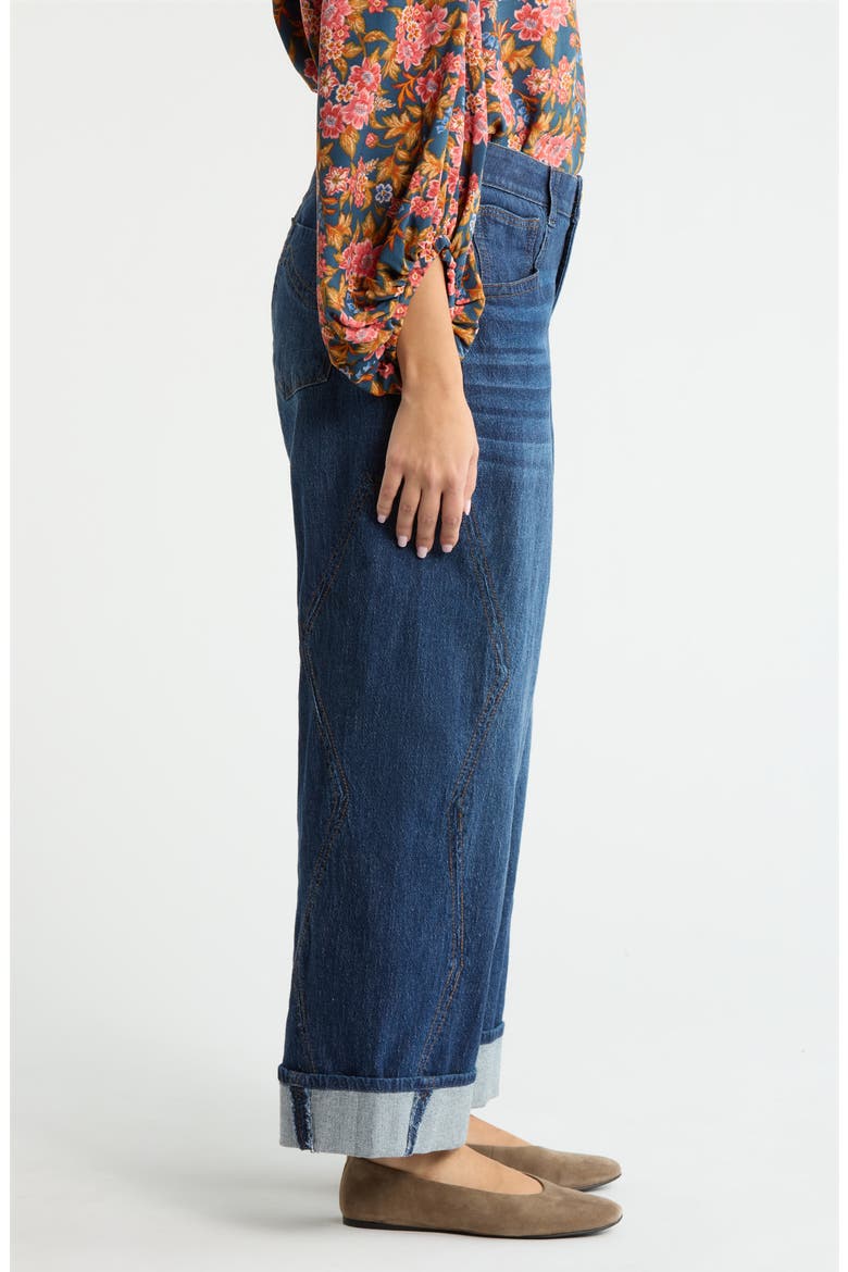 Cuffed High Waist Wide Leg Jeans, Alternate, color, BLUE