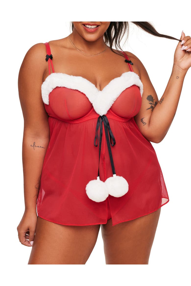 Claussine Babydoll Lingerie, Main, color, Dark red