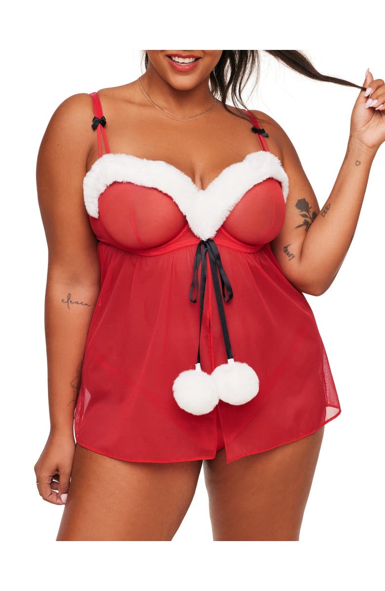 Adore Me Claussine Babydoll Lingerie, Main, color, Dark Red