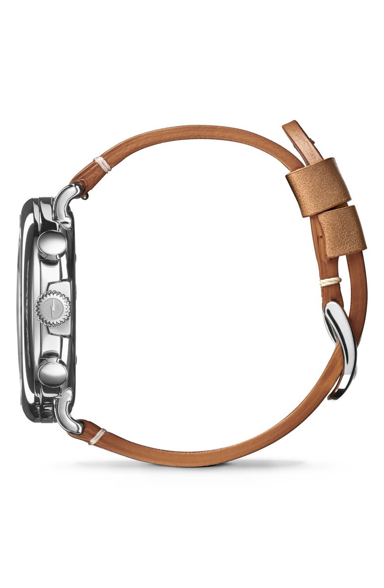Shinola Runwell Chronograph Leather Strap Watch, 47mm, Alternate, color, Beige