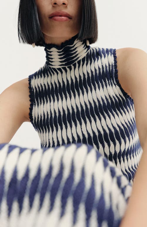 De Loreta Montebello Slip-on Mock Neck Cotton Blend Dress In Multi