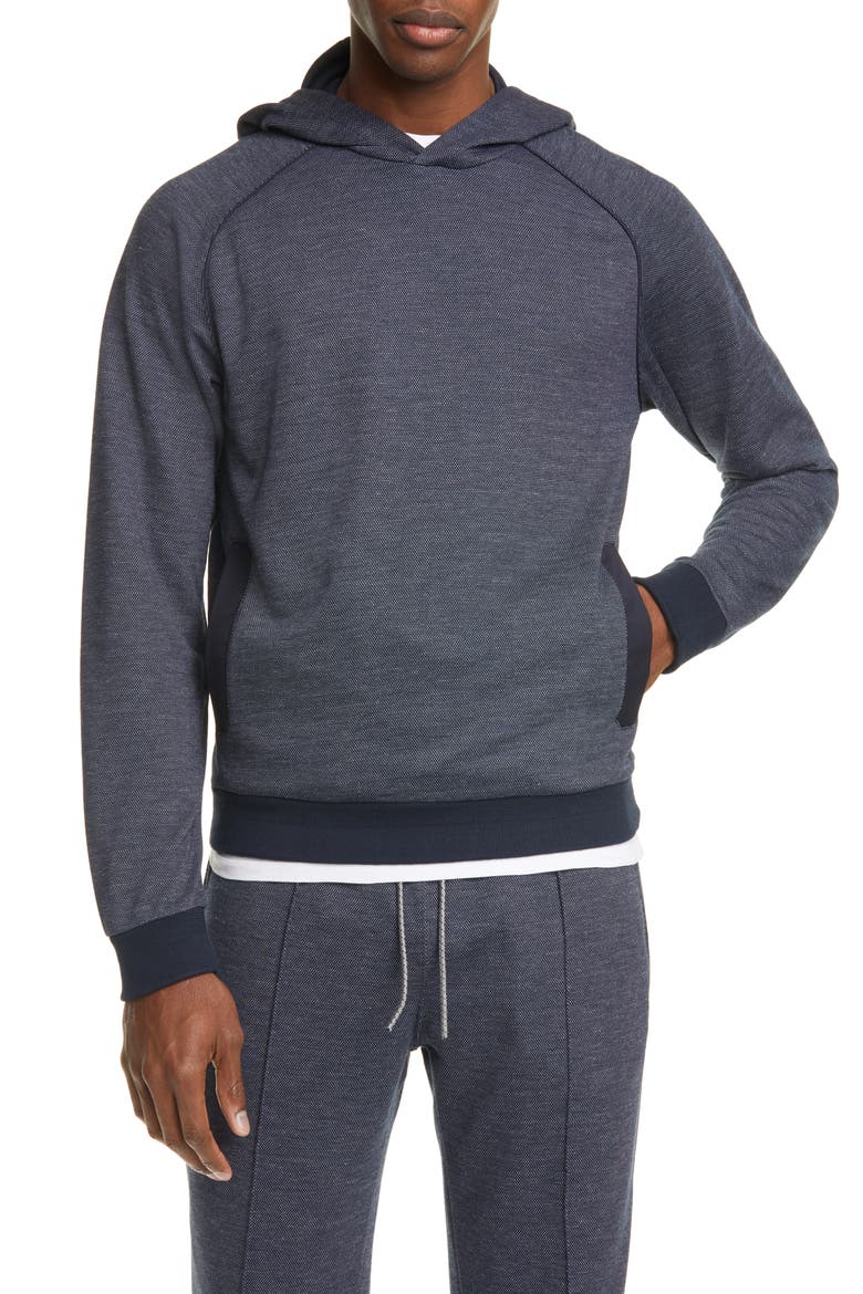 Cotton Blend Hoodie, Main, color, NAVY