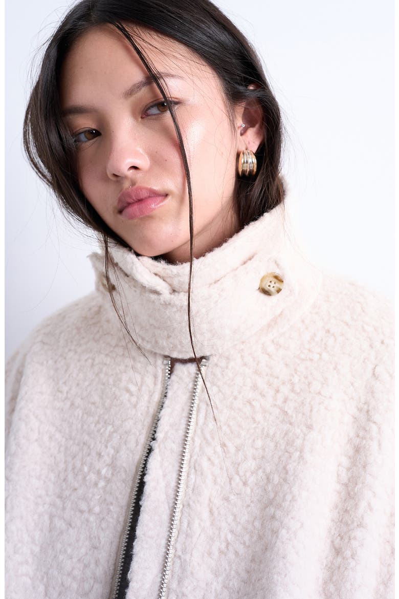 Bouclé Tab Detail Bomber Jacket, Alternate, color, CREAM