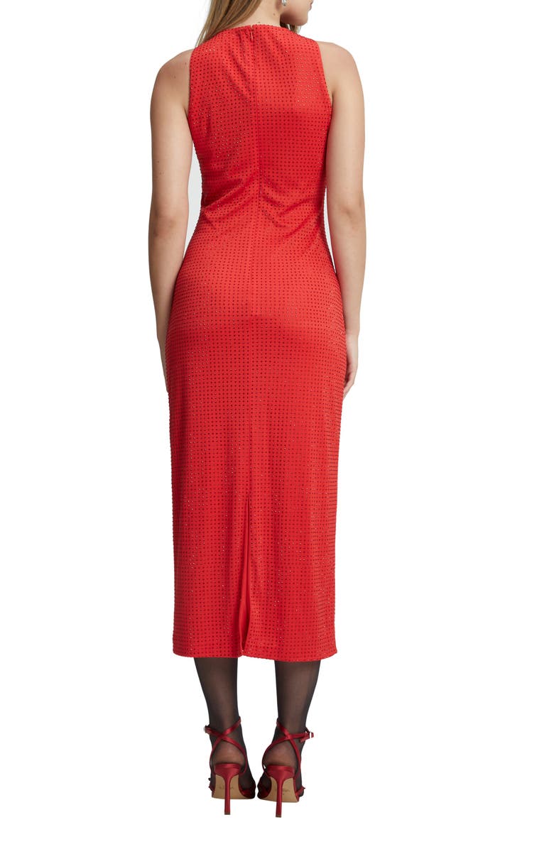 Bardot Castille Diamante Midi Dress, Alternate, color, Fire Red