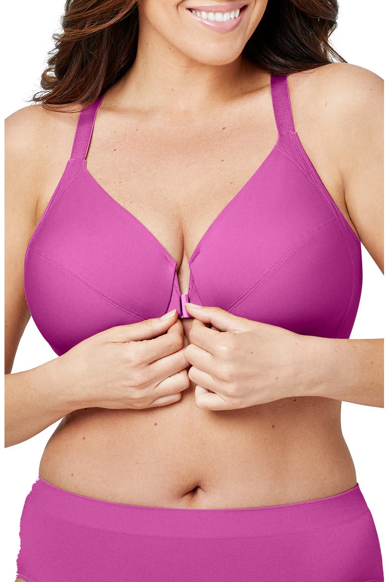 WonderWire® Front Close Smoothing Underwire Bra, Alternate, color, BERRY FUCHSIA RED