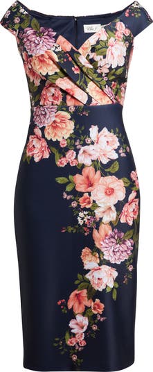 ◆Eliza J シースドレス Eliza J Floral Print Scuba Sheath Dress | Nordstrom