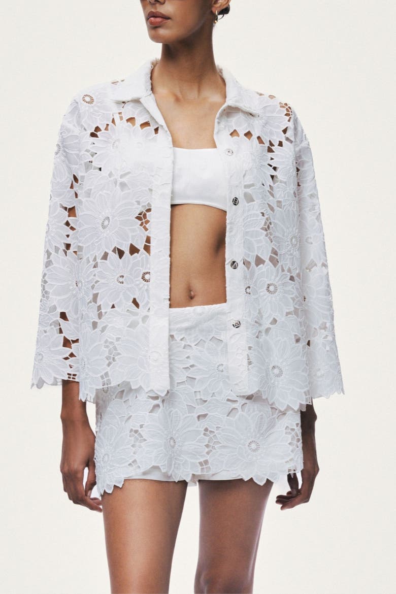 Floral Broderie Jacket, Alternate, color, Ivory