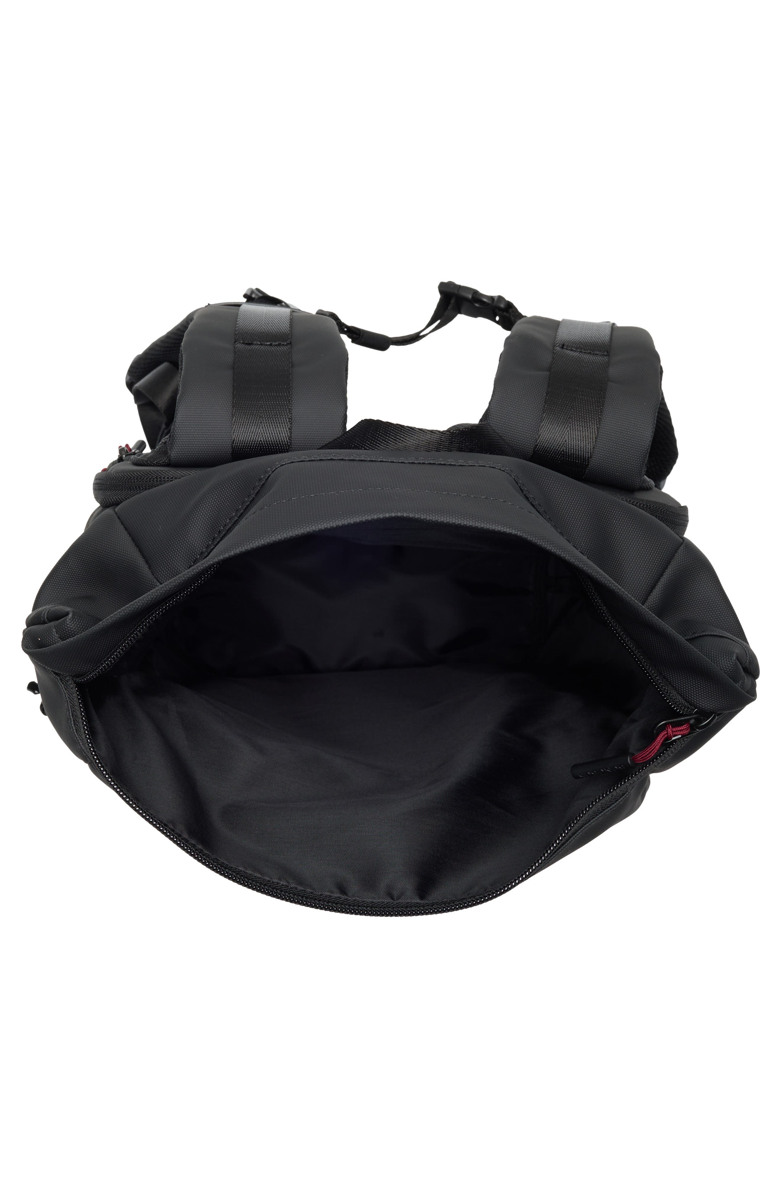 Textured Rubberized Backpack, Alternate, color, BLACK