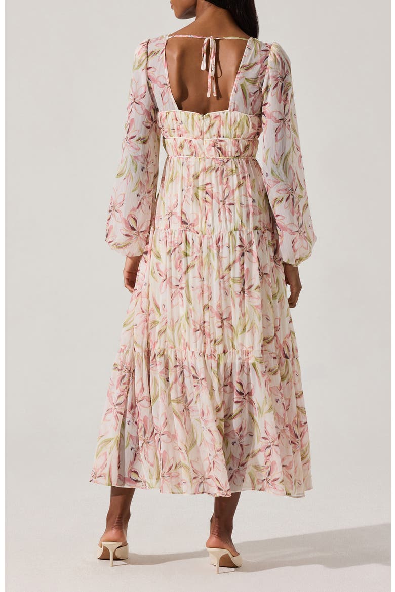 Floral Long Sleeve Tiered Dress, Alternate, color, PINK FLORAL