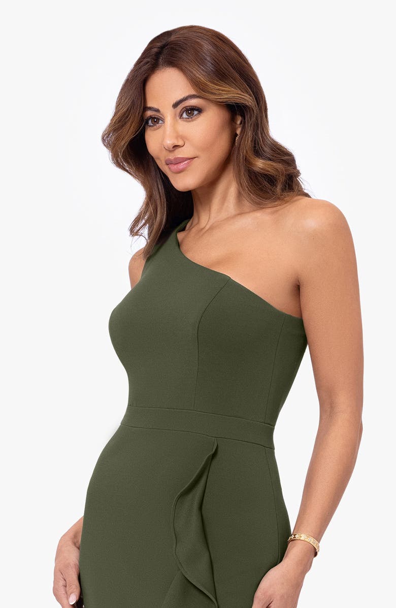 One Shoulder Fold Hem Evening Dress Gown main image 1