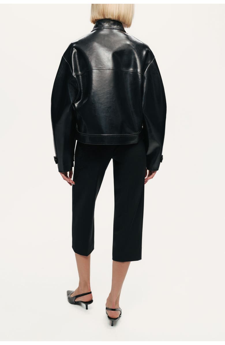 Nocturne Cropped Faux Leather Biker Jacket, Alternate, color, Black