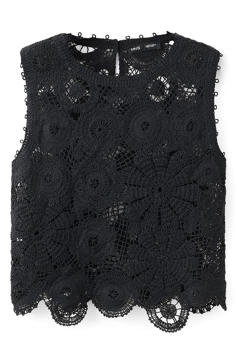 MANGO Open Stitch Tank, Alternate, color, Black