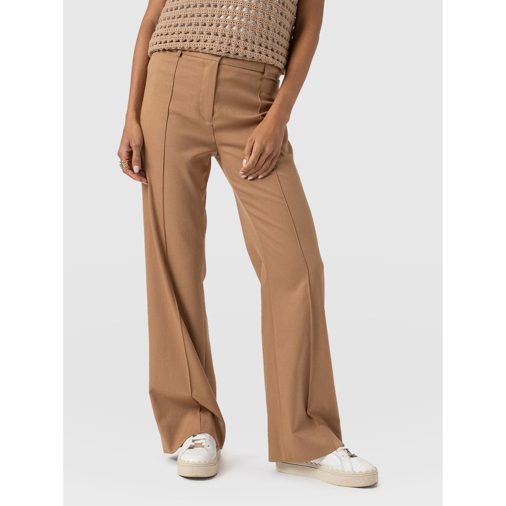 Saint + Sofia Cambridge Tailored Wide Leg Pant In Brown