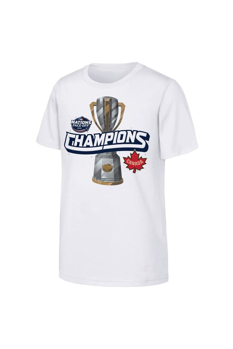 Youth White Canada 2025 4 Nations Face-Off Champions T-Shirt, Alternate, color, White