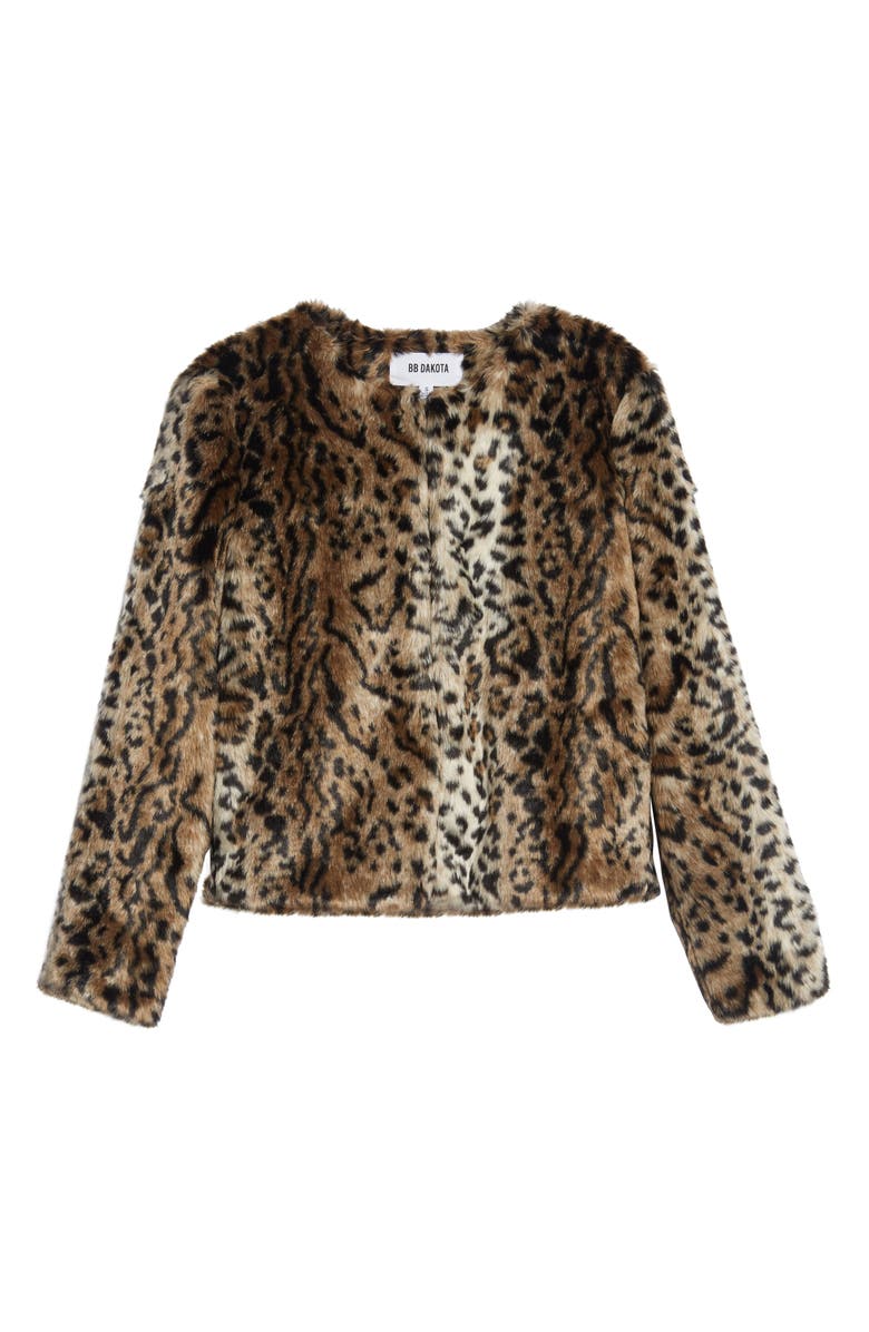 BB Dakota by Steve Madden BB Dakota McKinley Leopard Print Faux Fur Jacket, Alternate, color, 