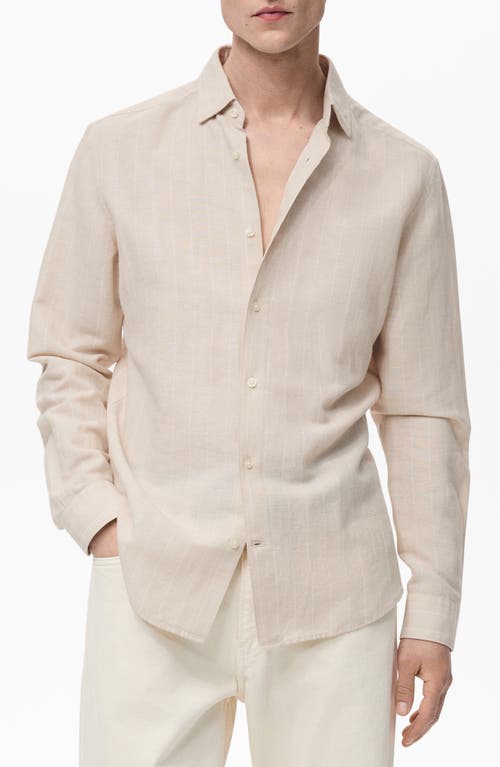 Mango Regular Fit Linen Button-up Shirt In Beige
