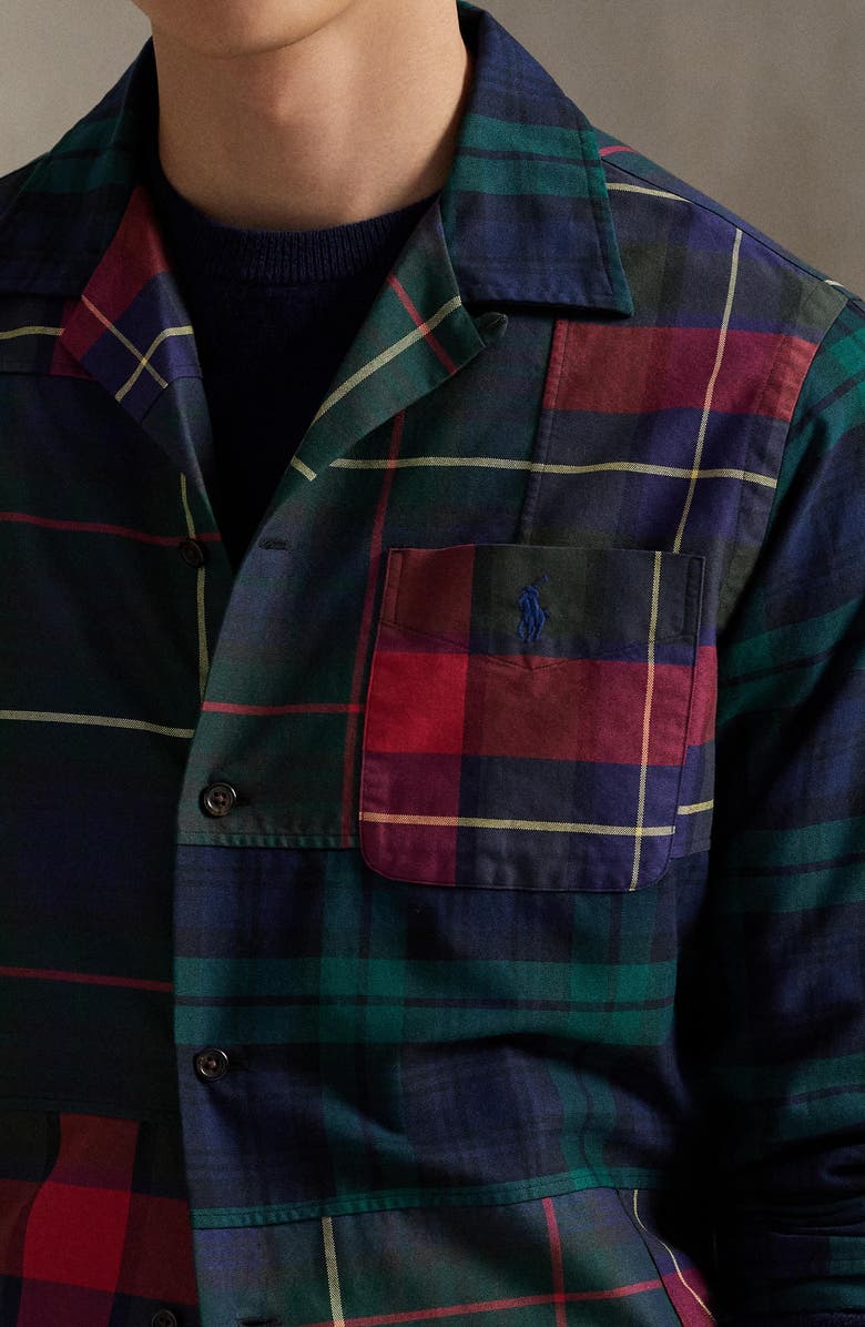 Polo Ralph Lauren Classic Fit Patchwork Oxford Camp Shirt, Alternate, color, Tartan Pieced Shirt