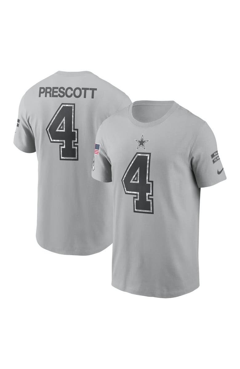 Nike Men's Nike Dak Prescott Gray Dallas Cowboys 2024 Salute To Service Name & Number T-Shirt, Alternate, color, 
