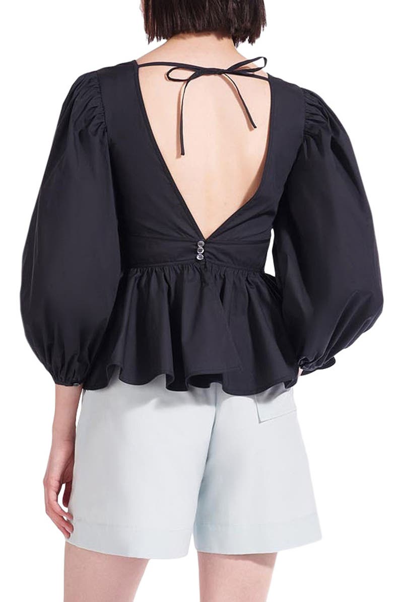 STAUD Luna Balloon Sleeve Peplum Top, Alternate, color,