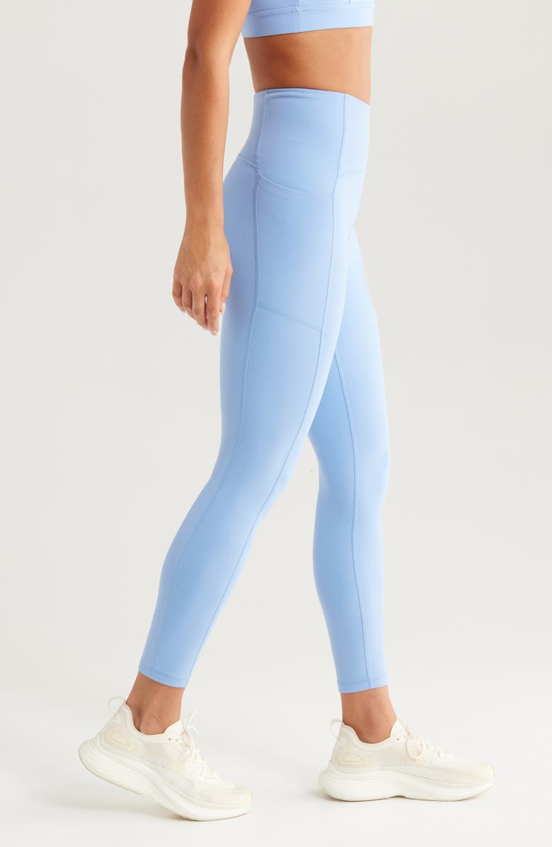 Zella Studio Luxe High Waist Pocket 7/8 Leggings, Alternate, color, Blue Azurine