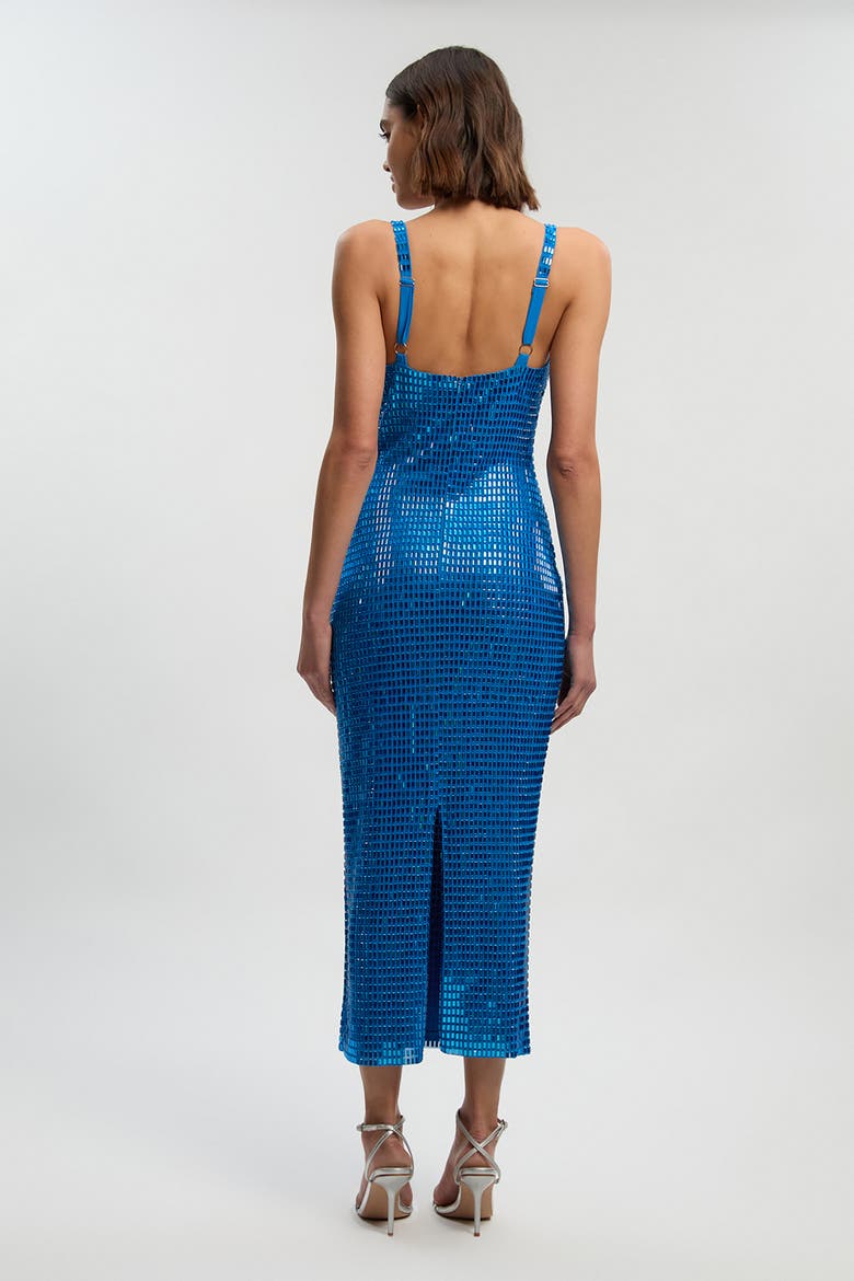 Crystal Embellished Jersey Midi Dress, Alternate, color, Blue