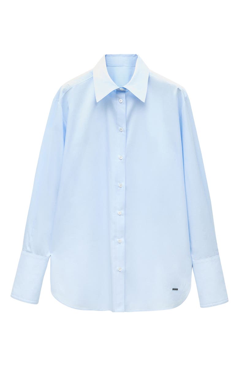 MANGO Oversize Cotton Blend Poplin Button-Up Shirt, Alternate, color, 