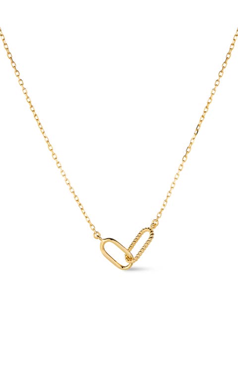 Gold Pendant - Gold Twisted Link Necklace