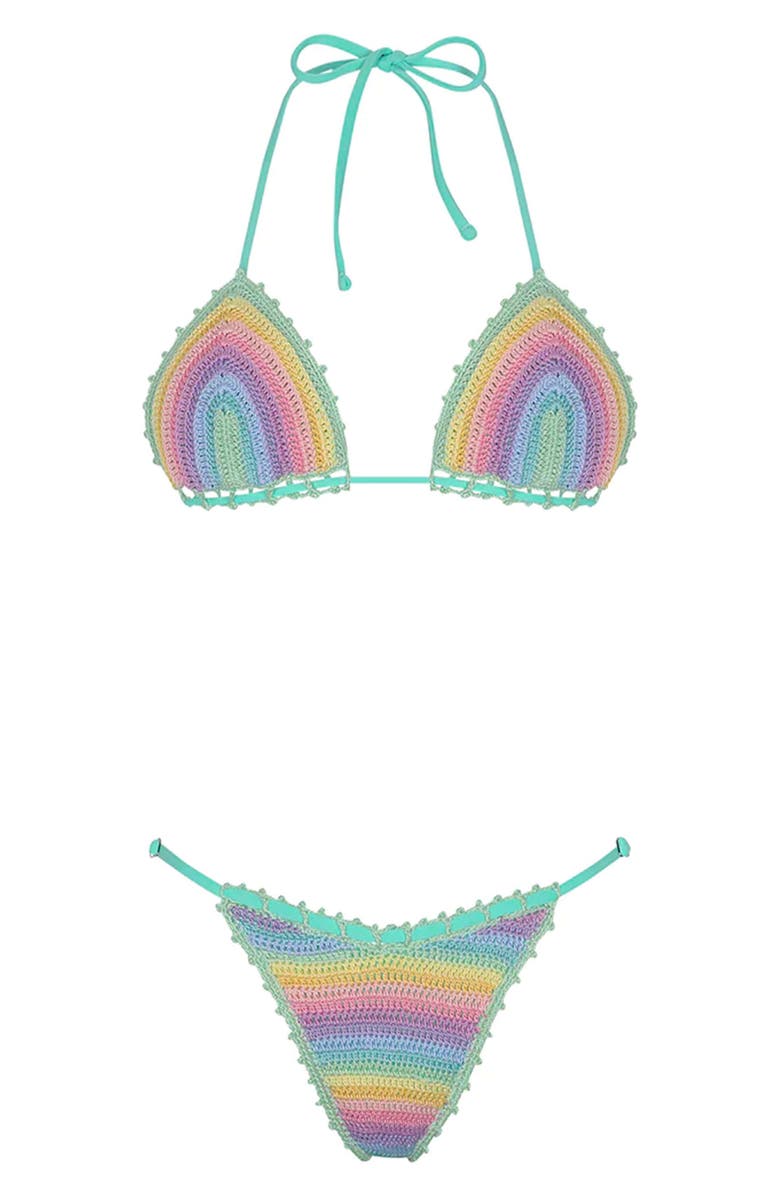 Capittana Trinidad Reversible Crochet Bikini Bottoms, Alternate, color, Teal Multi