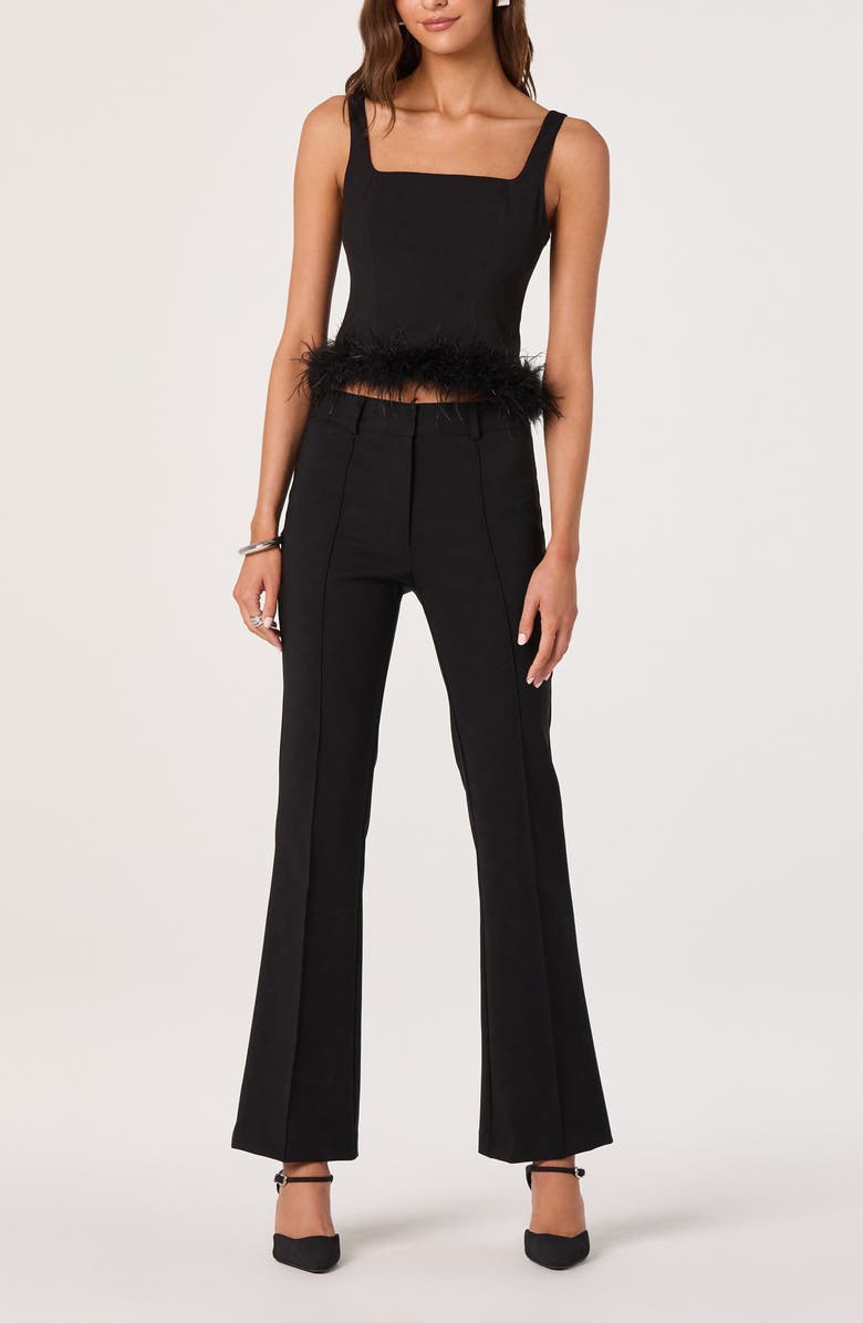 ASTR the Label Feather Trimmed Crop Top, Alternate, color, Black