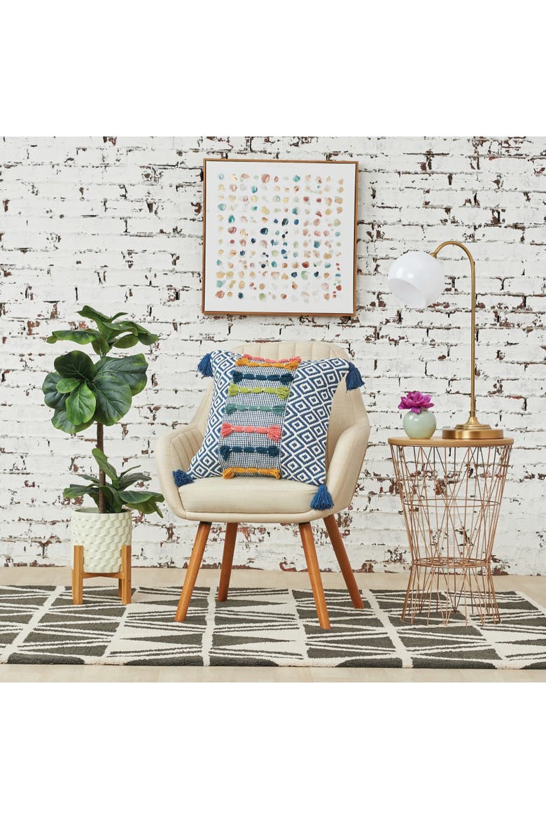 Ciara Woven and Tufted Decorative Throw Pillow, 20" x 20" With Tassels, Alternate, color, Blue