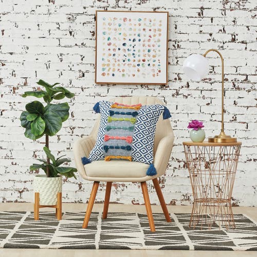 Carol & Frank Ciara Woven And Tufted Decorative Throw Pillow, 20" X 20" With Tassels In Blue