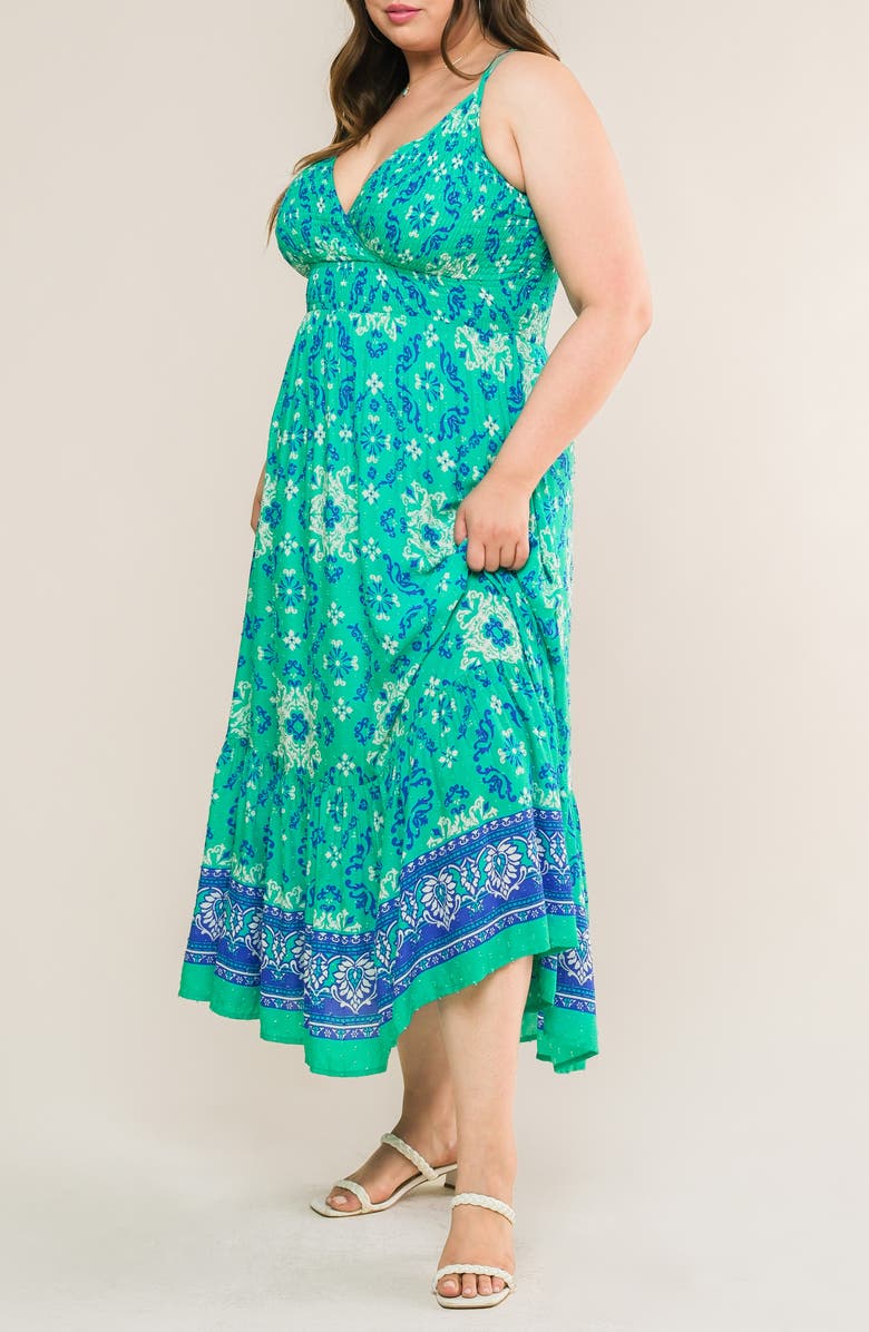 FLYING TOMATO Print Maxi Dress, Alternate, color, Jade