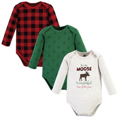Hudson Baby Essential Long-sleeve Cotton Bodysuit Triple Set