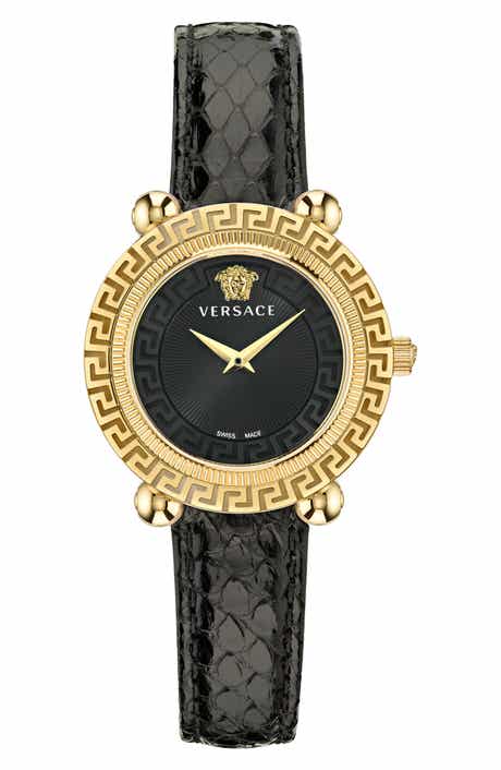 Versace Greca Twist Leather Strap Watch, 35mm