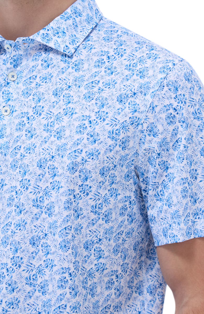 Bugatchi Victor OoohCotton<sup>®</sup> Leaf Print Polo, Alternate, color, Classic Blue