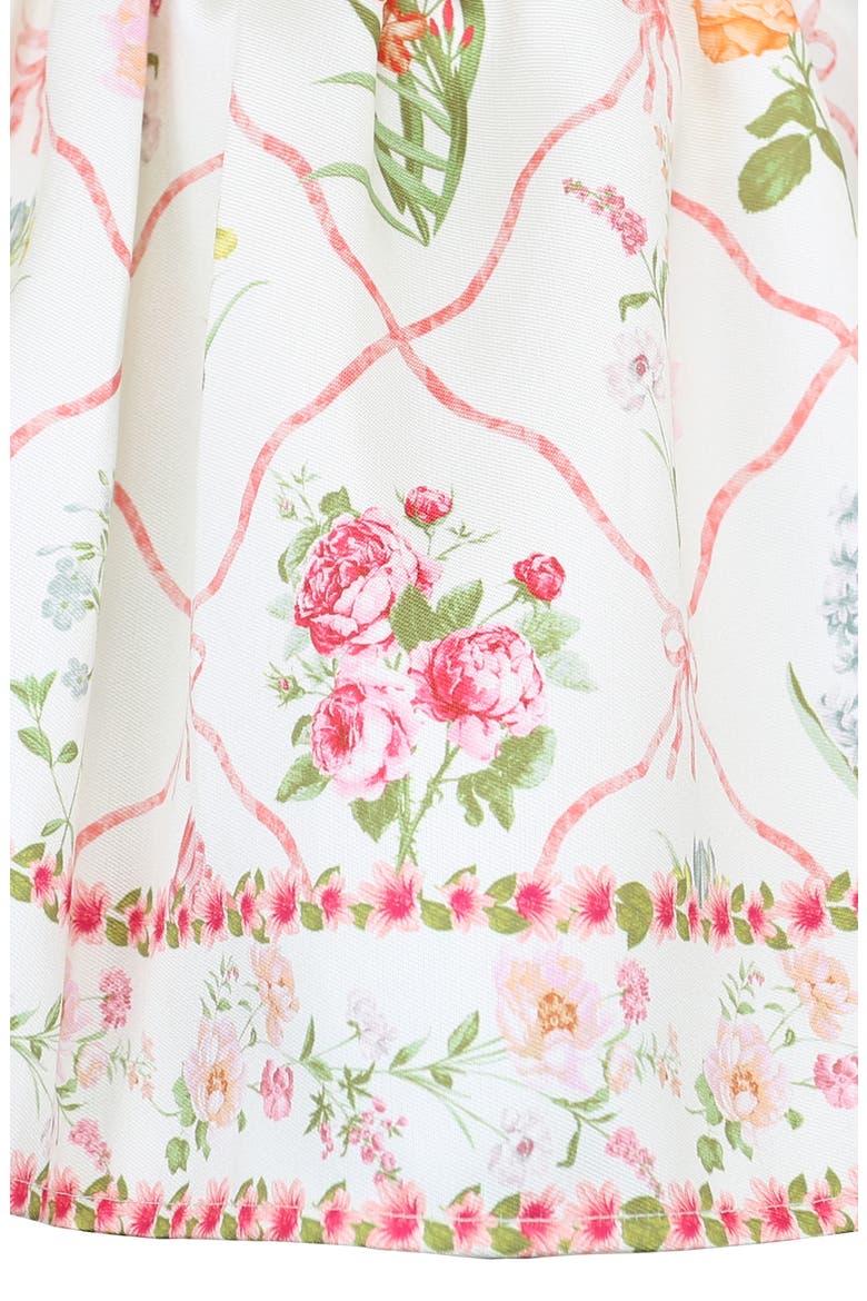 Lattice Floral Print Sleeveless Party Dress, Alternate, color, IVORY MULTI